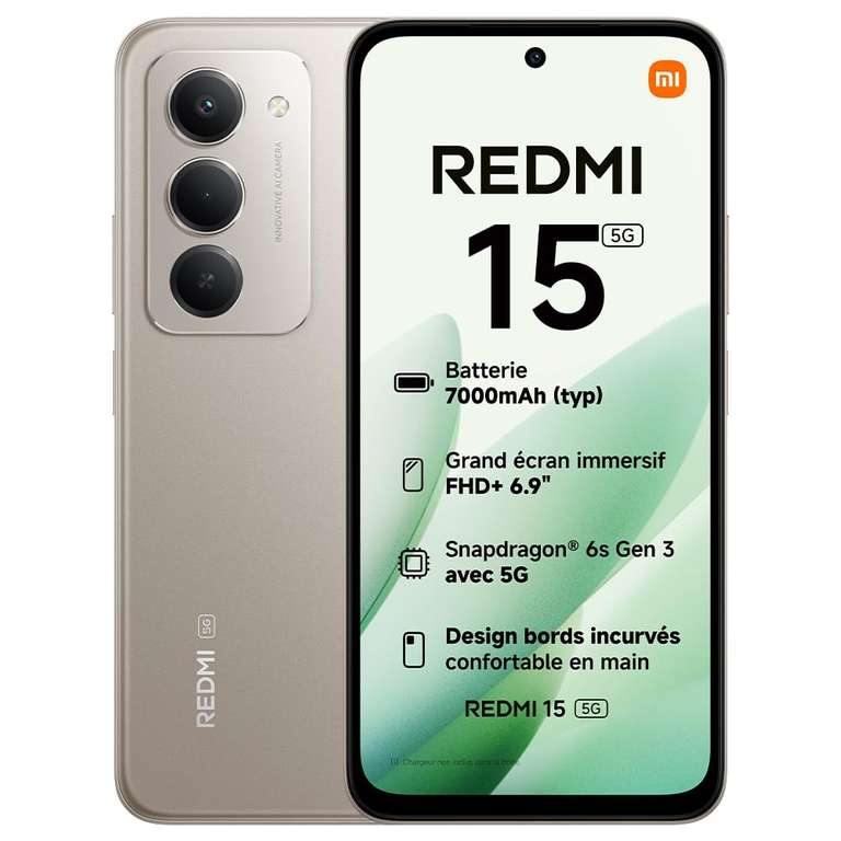 Xiaomi Redmi 15 5G, Smartphone 8+256 Go à 223 €