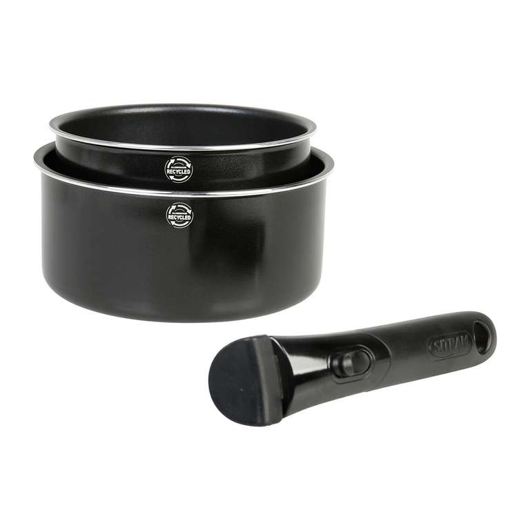 Lot de 2 Casseroles Aluminium recyclé Sitramovible Family Sitram 715484 - Ø 16-20 cm H 7.5-9 cm, manche amovible, Tout feux dont induction à 23.6 €