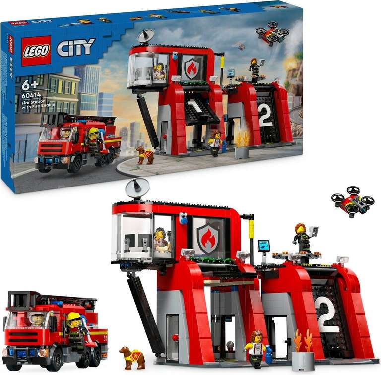 Lego City 60414 La Caserne et le Camion de Pompiers (Via 16,25€ sur la Carte de Fidélité) à 48.74 €