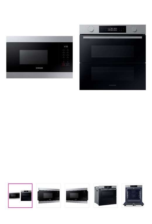 Four Samsung Dual Cook Pyrolyse Série 4 + Micro-ondes solo encastrable - coloris inox à 699.99 €
