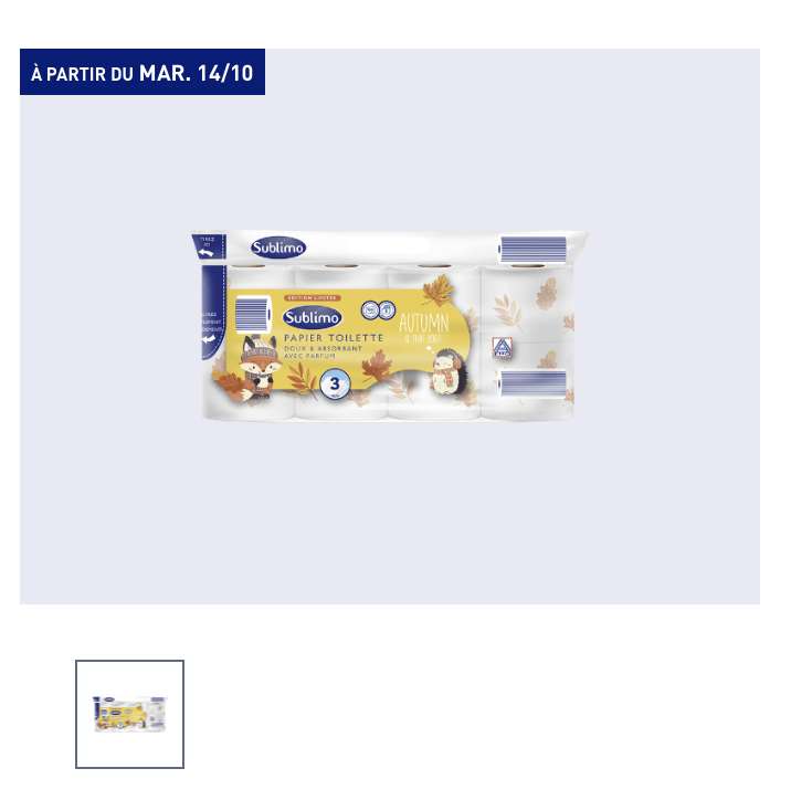 Papier toilette Sublimo - Paquet de 8 rouleaux, 3 plis à 2.89 €
