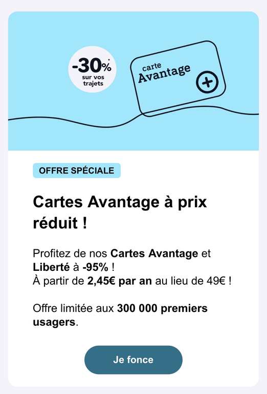 Cartes Avantage à prix réduit ! à 2.45 €