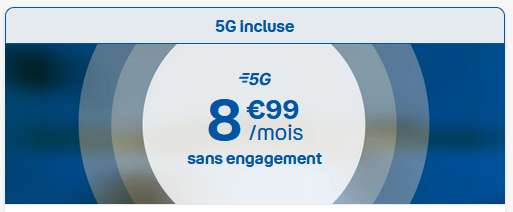 Forfait mobile B&YOU Appels / SMS illimités + 80 Go Data 5G + 25 Go en Europe (sans engagement) puis 10.99€/mois apres 12 mois à 8.99 €