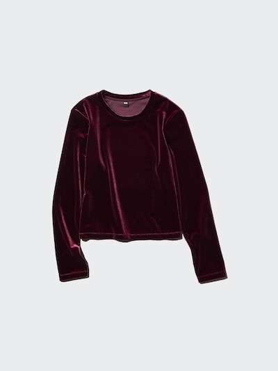 T-Shirt Manches Longues en Velours, plusieurs coloris - Du XXS au XL à 14.9 €