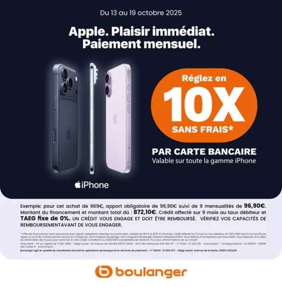 Financement en 10 fois sans frais des iphones à 0 €