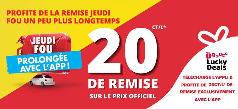 Les Jeudis Fous 20 cents par litre de réduction* à 0 €