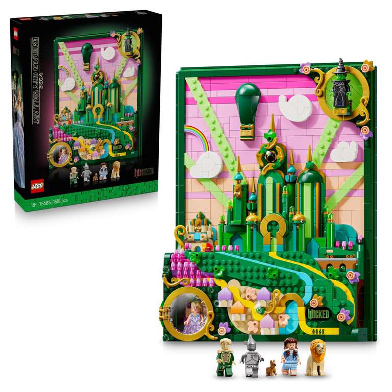 LEGO Wicked 75685 - Tableau d’Emerald City, 1518 pièces 5 minifigurines (via coupon) à 109.34 €