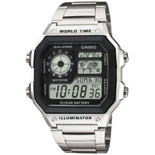Montre AE-1200WHD-1AVEF Casio - LED, 10 ATM, bracelet inox à 29.99 €