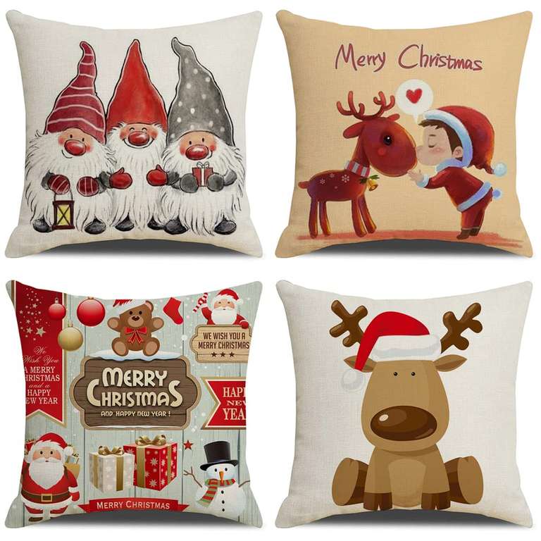 Lot de 4 Housses de Coussin Noël - 45x45cm (Vendeur Tiers) à 8.99 €
