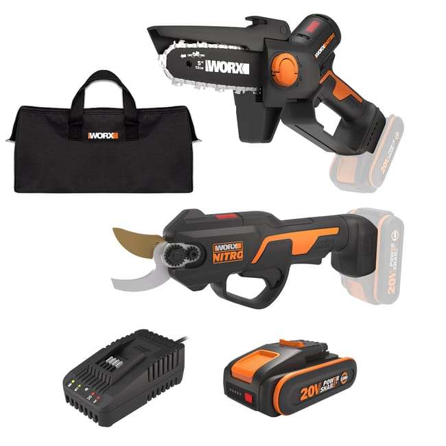 Mini-Élagueuse & Sécateur Worx 20V WG907E - avec Chargeur & Batterie 20V, 2Ah (Sélection de magasins) à 199 €