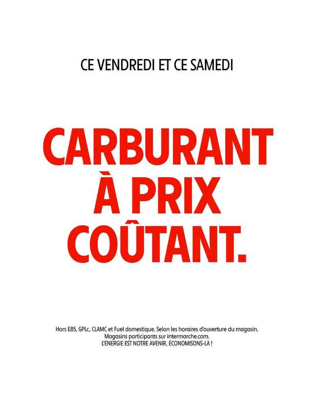 Carburants à prix coûtant - Intermarché à 0 €