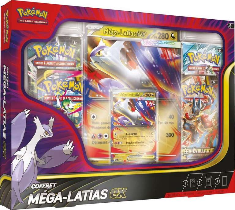 Coffret Pokémon Méga Latias / 4 booters à 25.99 €