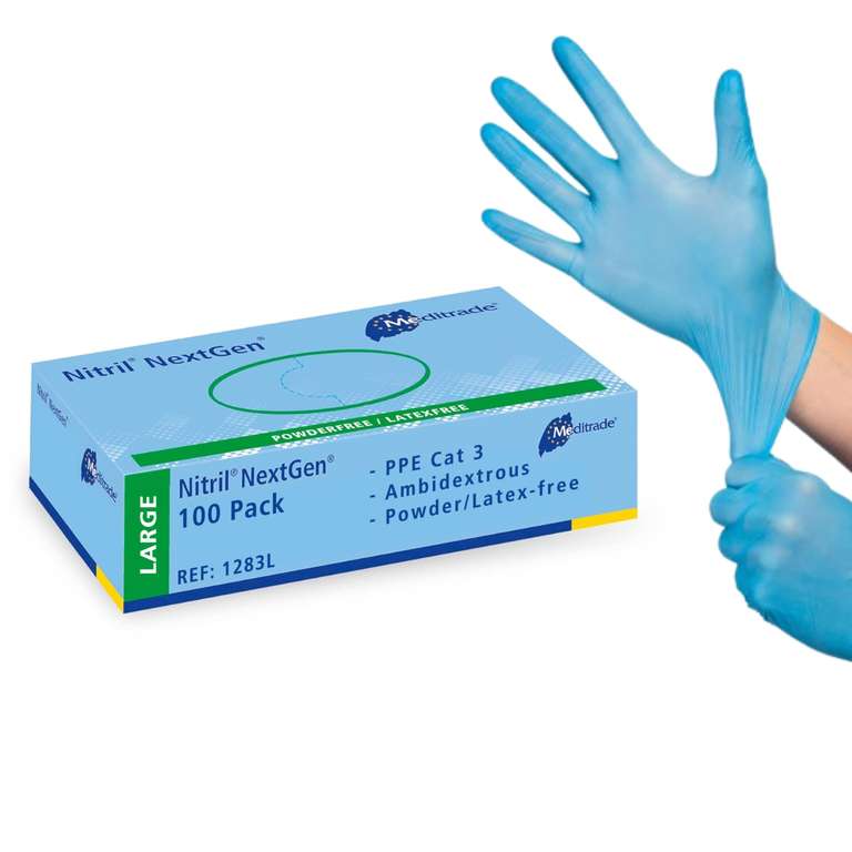 Lot de 100 gants d'examen et de protection extensibles en nitrile non stérile Bleu Taille L à 2.63 €