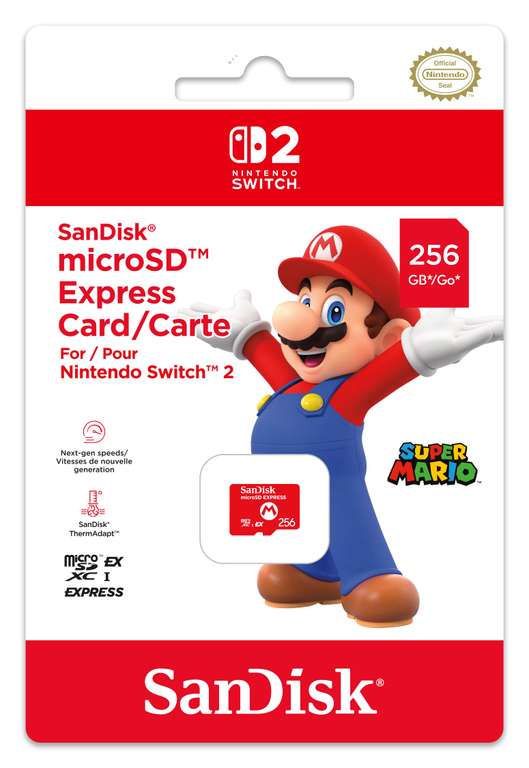 Nintendo Carte mémoire micro SD express 256 Go SanDisk à 49.99 €
