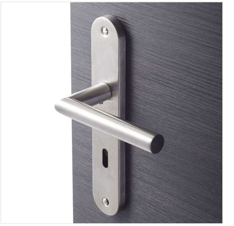 Lot de 2 poignées sur plaque à clé Sara - Acier inoxydable, nickel brillant ou noir mat, entraxe 195 m à 9.99 €