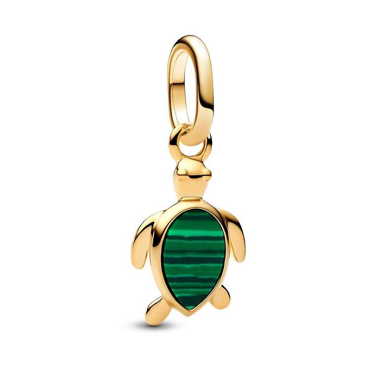 Charm Pandora ME 763823C01 -Tortue Verte avec malachite et argent sterling plaqué or 14 carats à 32 €