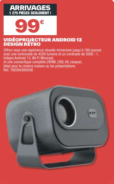 Vidéoprojecteur Android 13 Design Rétro à 99 €