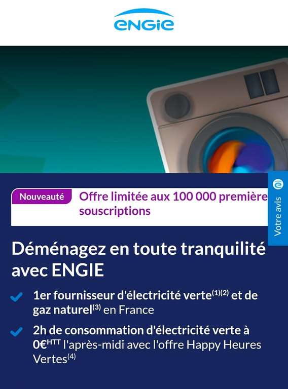 2h de consommation d'électricité verte à 0€HTT l'après-midi avec l'offre Happy Heures Vertes à 0 €