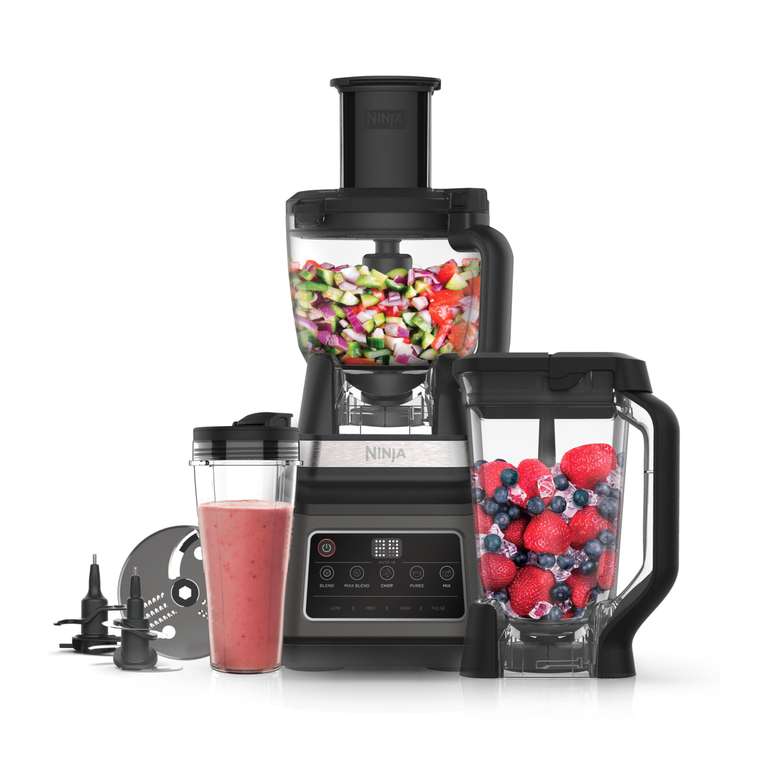 Ninja 3-en-1 Robot de cuisine et mixeur avec 5 programmes: Mixer, Mixer Max, Hacher, Mélanger, Purée, Bol 1,8L, Cruche 2,1L, à 139.99 €