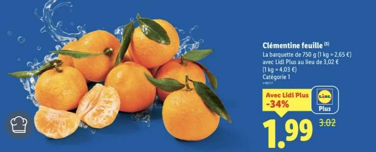 [Lidl+] Clémentines - Le kg à 1.99 €