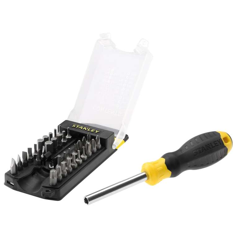 Tournevis porte-embouts Stanley avec 34 embouts inclus, Jaune/Noir à 8.99 €