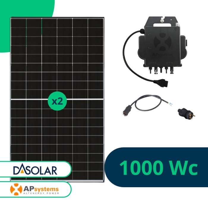 Kit Solaire 1000 Wc DAS Solar APSystems DS3 à brancher sur prise - 2 panneaux, 500W bifaciaux à 317.95 €