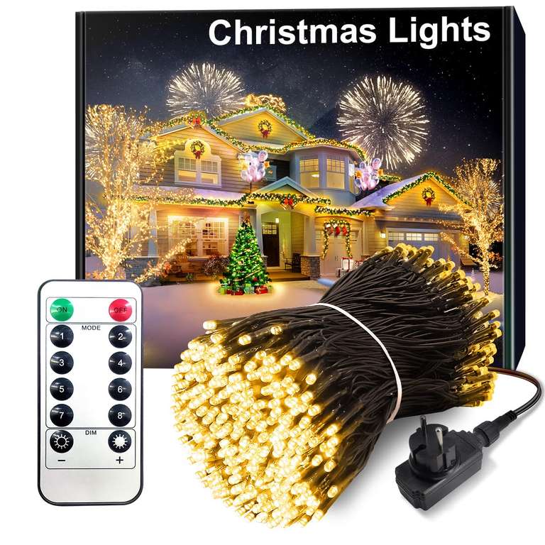 Guirlande Lumineuse de Noël Arkochic - 300 LED, 30m, 8 Modes, étanche, télécommandé (Vendeur Tiers) à 17.99 €