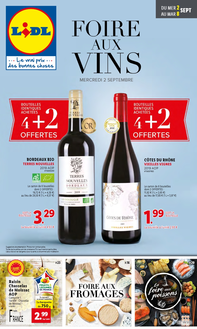 Catalogue lidl foire aux vins du 2 septembre au 8 septembre sur courses