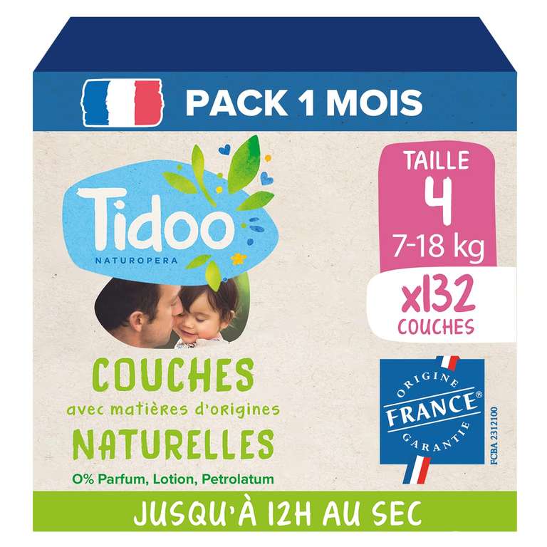 TIDOO - Couches Taille 4 7-18 kg - Couches Bébé écologiques à 24.87 €