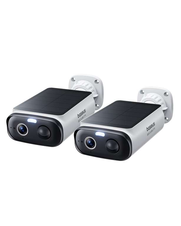 Lot de 2 Caméra Baseus Security S1 Lite WiFi Extérieur sans Fil Solaire, IP67, 2K 135°, Detection Humaine (via coupon) à 89.99 €