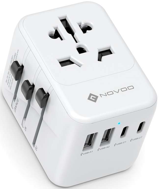 Adaptateur Novoo Prise Universelle PD 21W avec 2 USB et 2 Type C (vendeur tiers) à 14.24 €