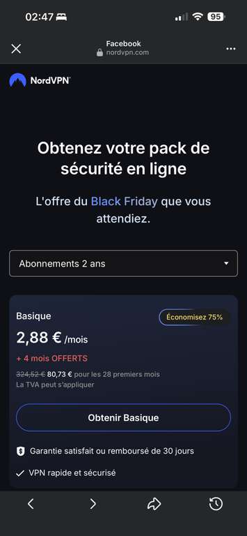 Abonnement NordVPN 28 mois à 80.73 €
