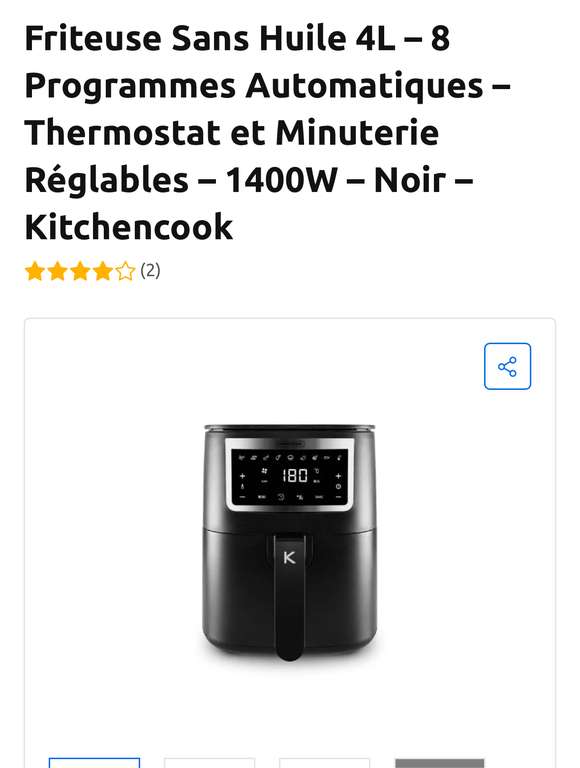 Friteuse sans huile kitchencook à 39.99 €